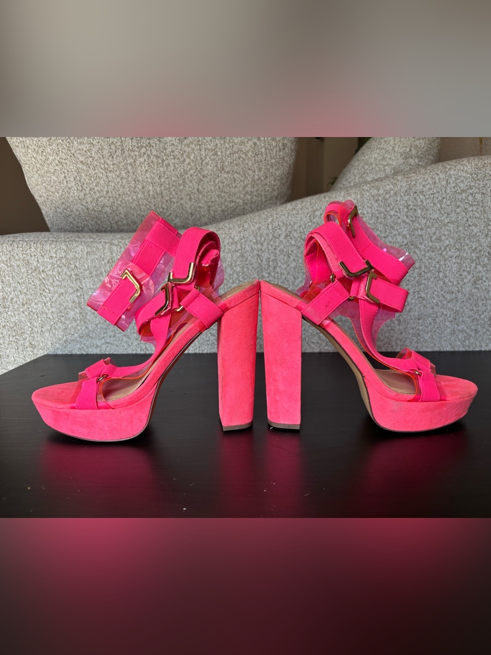 Hot Pink Platform Strappy Heels – Statement Party Shoes